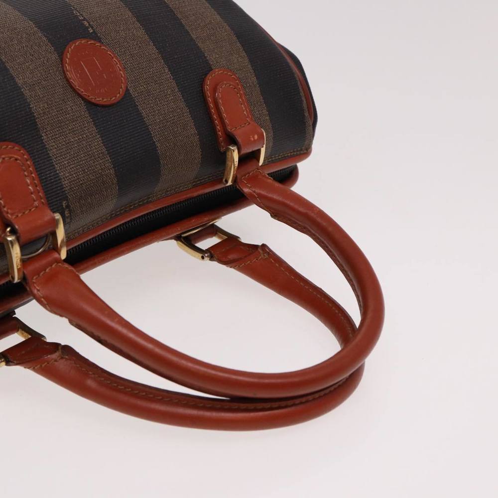 FENDI Pecan Canvas Hand Bag Brown Black Auth yk13082 - Picture 7 of 16